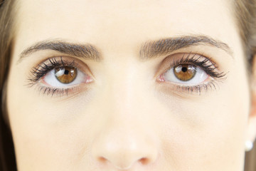 Closeup of big brown beautiful eyes
