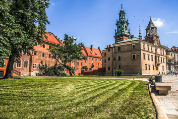 A view of the Presbytery, the Wawel Cathedral and the Cathedral Museum located at Wawel architectural complex in Krakow, Poland. The photo was shot with a high dynamic range (HDR) effect.