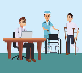 Doctor office cartoon concept vector illustration graphic design