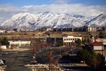 The snowy mountains in the city