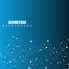 Science network pattern, connecting lines and dots. Modern futuristic virtual abstract background molecule structure for medical, technology, chemistry, science. Scientific hexagonal vector.