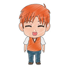 Cute manga boy children cartoon icon vector ilustration icon vector ilustration