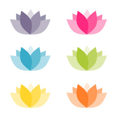 Fototapeta na wymiar Vector lotus flowers icon set 