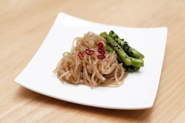 蒟蒻のきんぴらと鞘いんげん