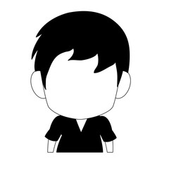 Cute manga boy faceless cartoon vector illustration graphic design