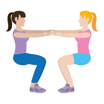 women doing squarts fitness training