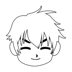 Manga boy face cartoon vector illustration graphic design