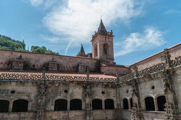 Fototapeta premium Cloister of the parador of Santo Estevo in Ribas de Sil, Nogueira de Ramuín, Ourense, Galicia, Spain.