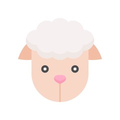 Cute Sheep face, flat design icon vector