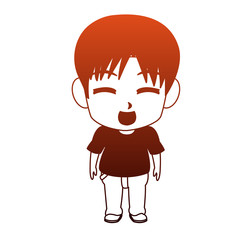 Cute manga boy faceless cartoon vector illustration graphic design
