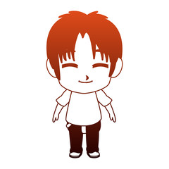 Cute manga boy faceless cartoon vector illustration graphic design