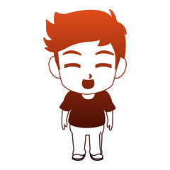 Cute manga boy faceless cartoon vector illustration graphic design
