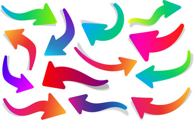 Set of curly colorful arrows.