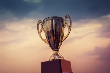 winner trophy on sky background