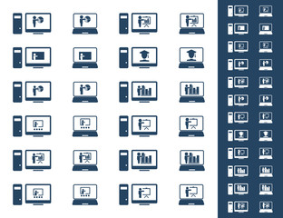 Webinar , E-Learning - set of vector icons