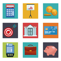 Set of money and bank icons collection vector illustration graphic design