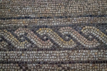 Ancient mosaic in The Church of the Multiplication, Tabha, Israel