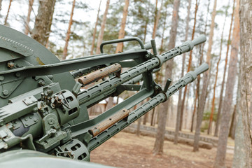 Antiaircraft gun of the Second World War as memorial in park