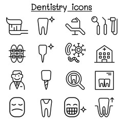 Dentistry icon set in thin line style