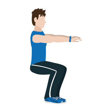 fitness man doing squarts training