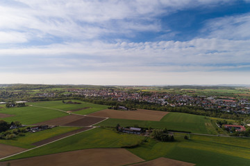 Fototapeta na wymiar Luftbild mit Blick über das Glemstal nach Höfingen
