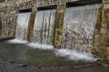 Mineral spring. Stream. SPA. Curative water.  Resort. Waterfalls. Summer