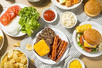 Memorial Day Backyard Babecue Meal with Hamburgers