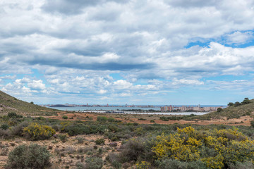 Fototapeta na wymiar La Manga del Mar Menor is a sandy spit in the region of Murcia, Spain. 