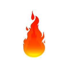 Flame or fire sparks in flat design isolated on white background
