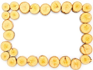 Square frame from wood isolated on white background