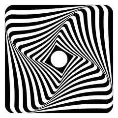 Rotation, twisting and torsion illusion. Op art design.