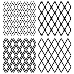 Seamless diamonds patterns. Geometric latticed textures. - obrazy, fototapety, plakaty