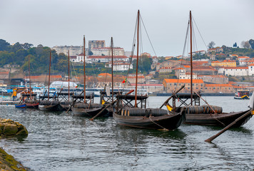 Fototapeta na wymiar Porto. Traditional boats for wine transportation.