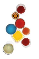 abstract background with circles glasses with colored drink
