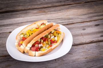 alldress delicious hotdog on a plate