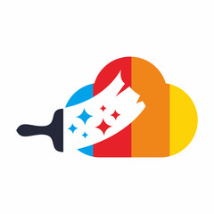 Cloud Paint Logo Vector Design Template