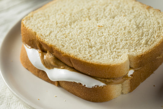 Homemade Fluffernutter Marshmallow Peanut Butter Sandwich