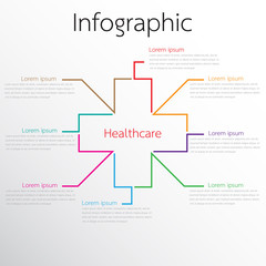 Vector infographic templates for reporting details of healthcare.