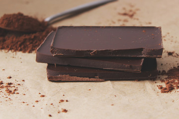 chocolate and cocoa on a light background