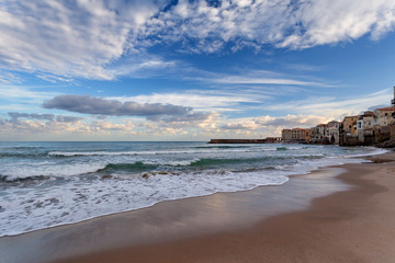 Cefalu at sunrise, Sicily, Sicilia, Italy - Tyrrhenian Sea, Mediterranean Sea