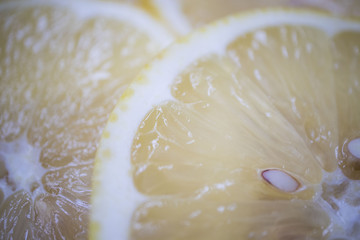 Juicy lemon in a cut, macro photo