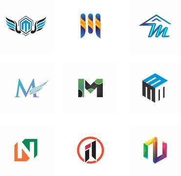 m, n, mn, nm letter logo design for template, creative, identity, and website