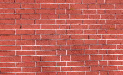 Red Brick Wall Texture Background. Abstract Grunge Stone Pattern, Vivid Red Wall with Small Cracks. Home Interior Design Element, Painted Empty Brickwork Surface Wallpaper with Blank Copy Space.
