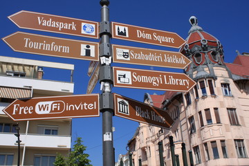Szeged, Hungary landmark tables.