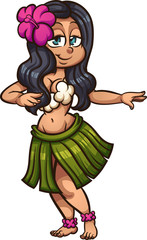 Hawaiian hula dancer. Vector clip art illustration. All in a single layer.