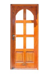 Wooden glazed door isolated on white background