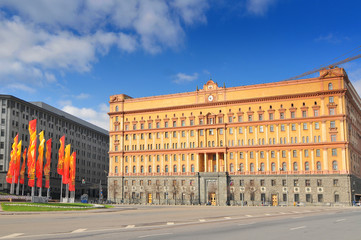 Russia, Moscow, The Lubyanka, headquarters of the KGB and affiliated prison on Lubyanka Square in Moscow, Russia. - obrazy, fototapety, plakaty