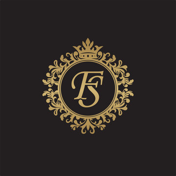 Initial letter FS, overlapping monogram logo, decorative ornament badge,  elegant luxury golden color Stock Vector | Adobe Stock