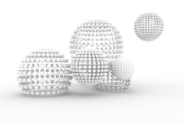 Spheres, modern style soft white & gray background. Creative, artwork, light & illustration.