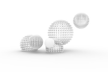 Spheres, modern style soft white & gray background. Blur, rendering, digital & creative.